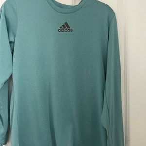 Long sleeve Womens medium teal colored made with recycled fabrics t shirt